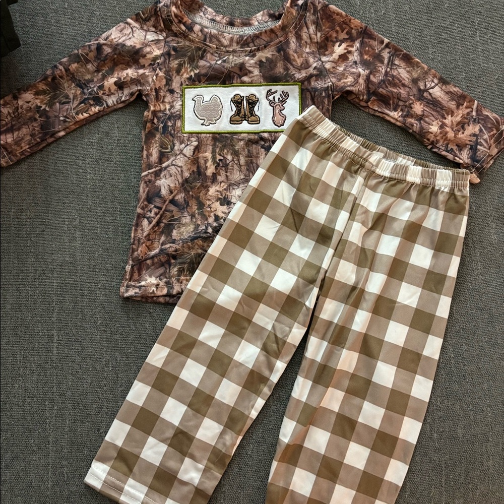 Boys camo and Embroiderd outfit